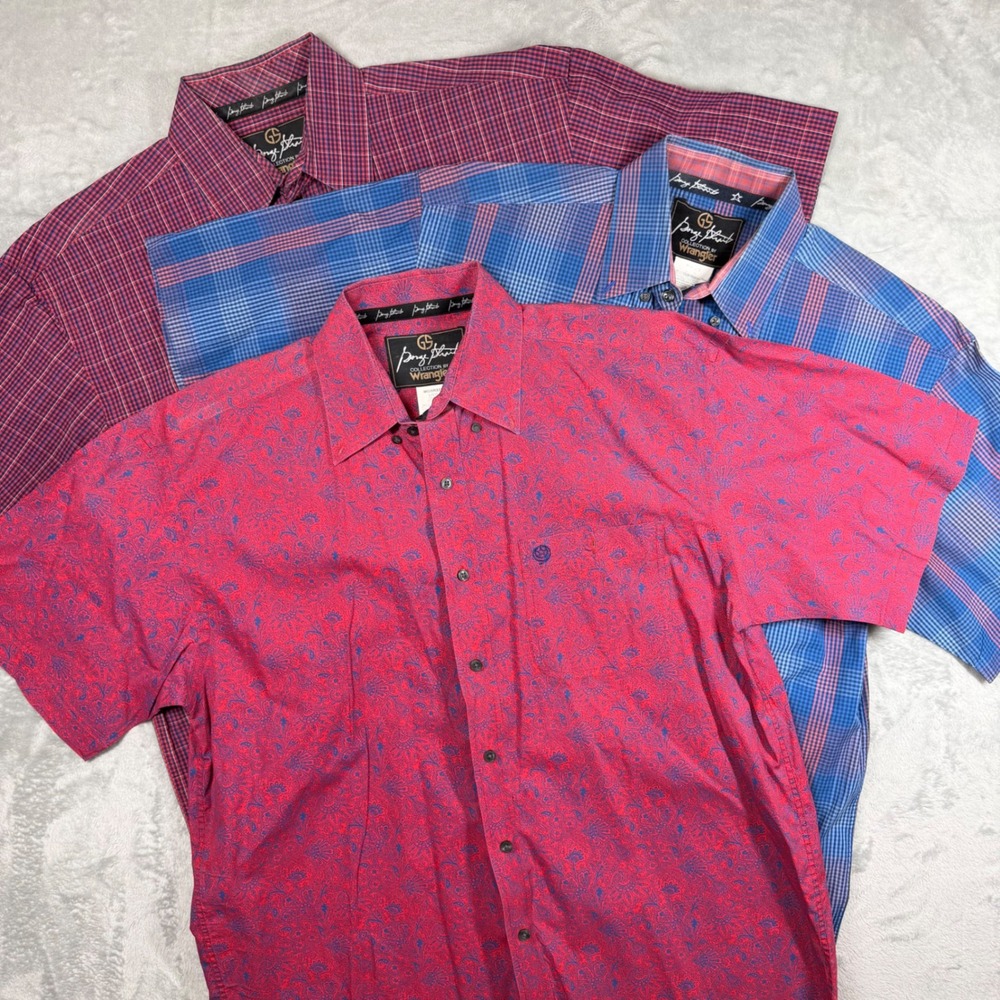 Lot of 3 George Strait Collection by Wrangler Mens Western Shirts Large MGSR228